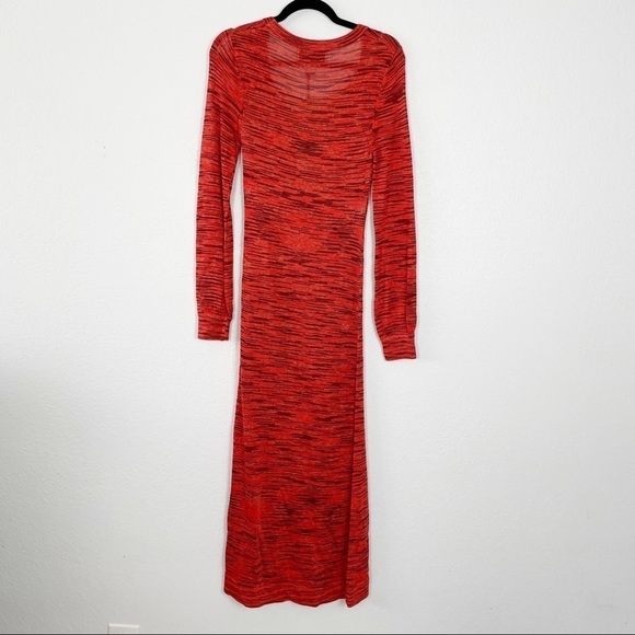 Alexis Katica Knit Midi Dress in Saffron Orange Small Red Scoop Neck Casual - Picture 3 of 6